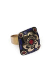 Laq Fashionable Flower Design Light Weight Multi Color Ring