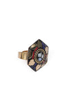 Laq Fashionable Light Weight Polygon Shaped Multi Color Ring