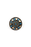 Laq Fashionable Light Weight Circular Shield Shaped Multi Color Ring