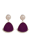 Stylish Fashionable Gold Plated Raisin Cream/Purple Stone Circled/Triangle Shaped Export Quality Earring