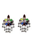 Lightweight Designer Multi Color Glass Meena Flower Design Partywear Earring
