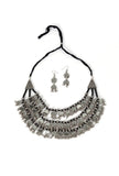 Banjara Style Three Layer Mirror Work Silver Oxidised Choker Necklace