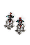 Afghani Silver Plated Multi Meenakari Ghungroo Tassel Necklace Set