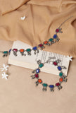 German Silver Multi Color Stone Work Partywear Pair Of Anklet
