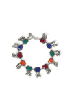 German Silver Multi Color Stone Work Partywear Pair Of Anklet
