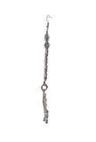 Silver Plated Partywear Trendy Shaped Square Bead Chain Maangtikka With Dangler Earring