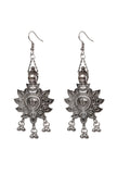 Silver Plated Partywear Trendy Shaped Square Bead Chain Maangtikka With Dangler Earring