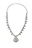 German Silver Designer Ganpati Pendant With Ghunghru Leaf Long Chain Necklace