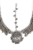 German Siver Designer Tavva Stud Heavy Ghunghru Chain Mathpatti