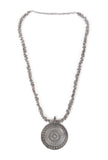 German Silver Designer Long Chain Ghunghru Bead Round Pendant
