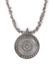 German Silver Designer Long Chain Ghunghru Bead Round Pendant