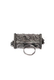 Silver Look Like Designer Lightweight Adjustable Rectangle Shaped Size Partywear Ring