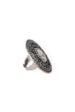 Oxidized Silver Designer Durga Ji Studded Adjustable Ring