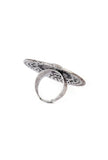Oxidized Silver Designer Durga Ji Studded Adjustable Ring