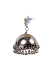 Tribal Afghani Oxidized Silver Plated Round Shaped Stud With Jhumka Earring