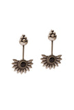 Sunlit Petals: Brass Oxidized Silver Sunflower Earrings