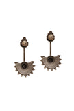 Sunlit Petals: Brass Oxidized Silver Sunflower Earrings