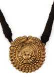 German Silver Gold Plated Durga Pendant With Patua Dori Necklace
