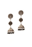 German Silver Lakshmi Pendant Necklace Set With Black Bead Dori & Jhumki