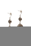 German Silver Lakshmi Pendant Necklace Set With Black Bead Dori & Jhumki