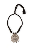 German Silver Laxmi Pendant With Mogra Bead Patua Dori Necklace