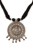 German Silver Laxmi Pendant With Mogra Bead Patua Dori Necklace