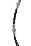 German Silver Lightweight Pendant Set Black Bead Dori Necklace & Jhumki Earrings