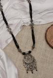 German Silver Ganpati Pendant With Designer Patua Dori Necklace