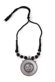 Rustic Charm: Ganesha Silver Pendant with Tribal Dori