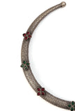 Enchanted Floral Glass Stone Hasli and Earrings Set