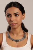 Elegant Green Stone Embellished Hasli And Earring Set
