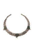 Elegant Green Stone Embellished Hasli And Earring Set
