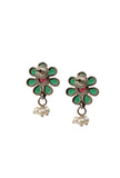 Elegant Green Stone Embellished Hasli And Earring Set