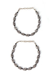 Elephant Charm Black Bead Anklet Set