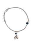 Evil Eye Anklet with Silver Elephant Charm