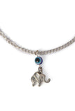 Evil Eye Anklet with Silver Elephant Charm