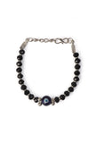 Adjustable Evil Eye Bracelet in German Silver with Black Beads
