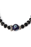 Adjustable Evil Eye Bracelet in German Silver with Black Beads