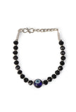 German Silver Evil Eye Bracelet with Black Beads & Adjustable Cord
