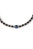 Pair of Nazariya Evil Eye Anklets with Black and Silver Beads