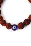 Natural Rudraksha Evil Eye Handmade Stretchable Bracelet