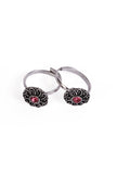 Yukti Red Stone German Silver Adjustable Toe Ring