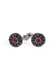 Yukti Red Stone German Silver Adjustable Toe Ring