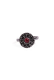 Yukti Red Stone German Silver Adjustable Toe Ring