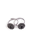 Lavanya Black Stone German Silver Adjustable Toe Ring