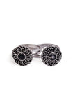 Lavanya Black Stone German Silver Adjustable Toe Ring