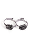 Ira Black Stone German Silver Adjustable Toe Ring