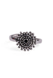 Ira Black Stone German Silver Adjustable Toe Ring