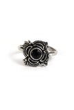 Amara Black Stone German Silver Adjustable Toe Ring