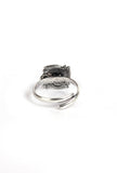 Amara Black Stone German Silver Adjustable Toe Ring
